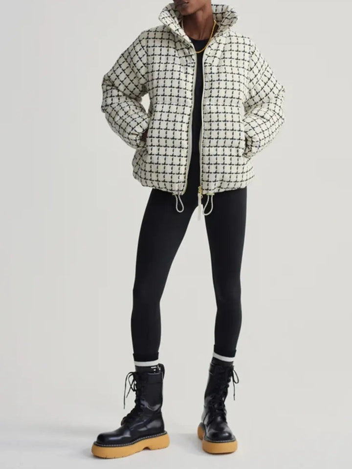 Unique Plaid Print Loose Cotton Coat