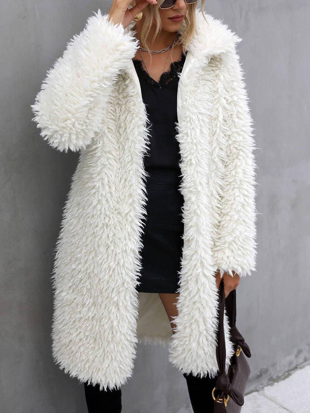 Fashion Lapel Street Style Tuscan Plush Loose Coat