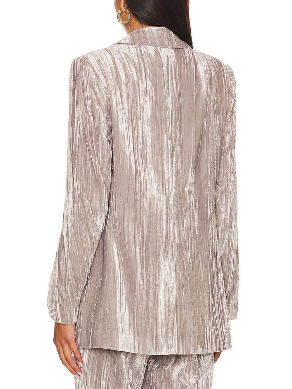 Classic Crushed Velvet Long Sleeve Single Button Blazer