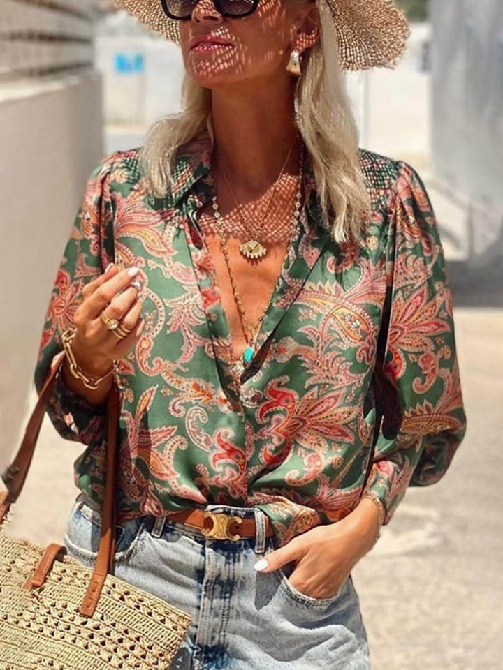 Unique Print Loose Long Sleeve Shirt