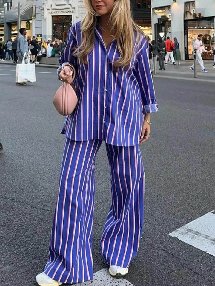 Casual Loose Striped Button-Down Shirt