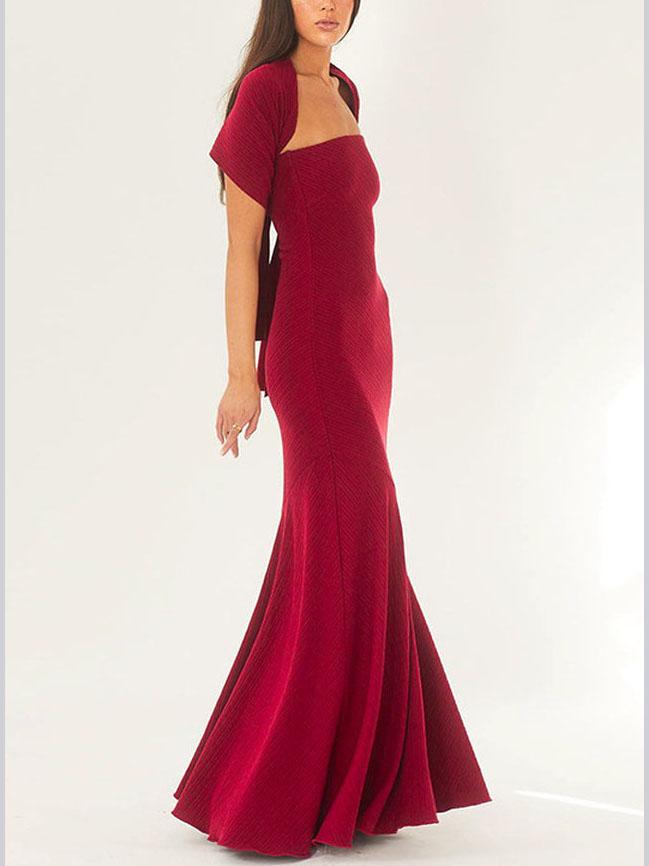 Fashion Strapless One Shoulder Fishtail Maxi Dress