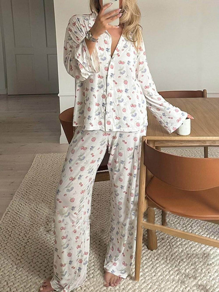 Casual Heart Print Pajama Set