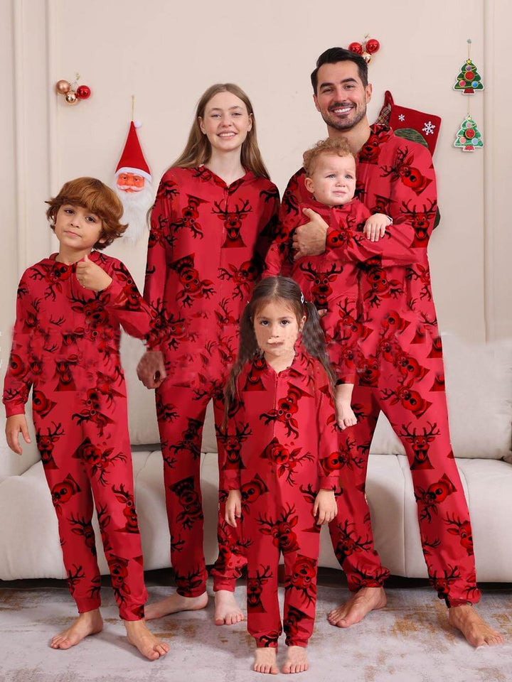 Christmas Elk Print Family One-Piece Pyjamas