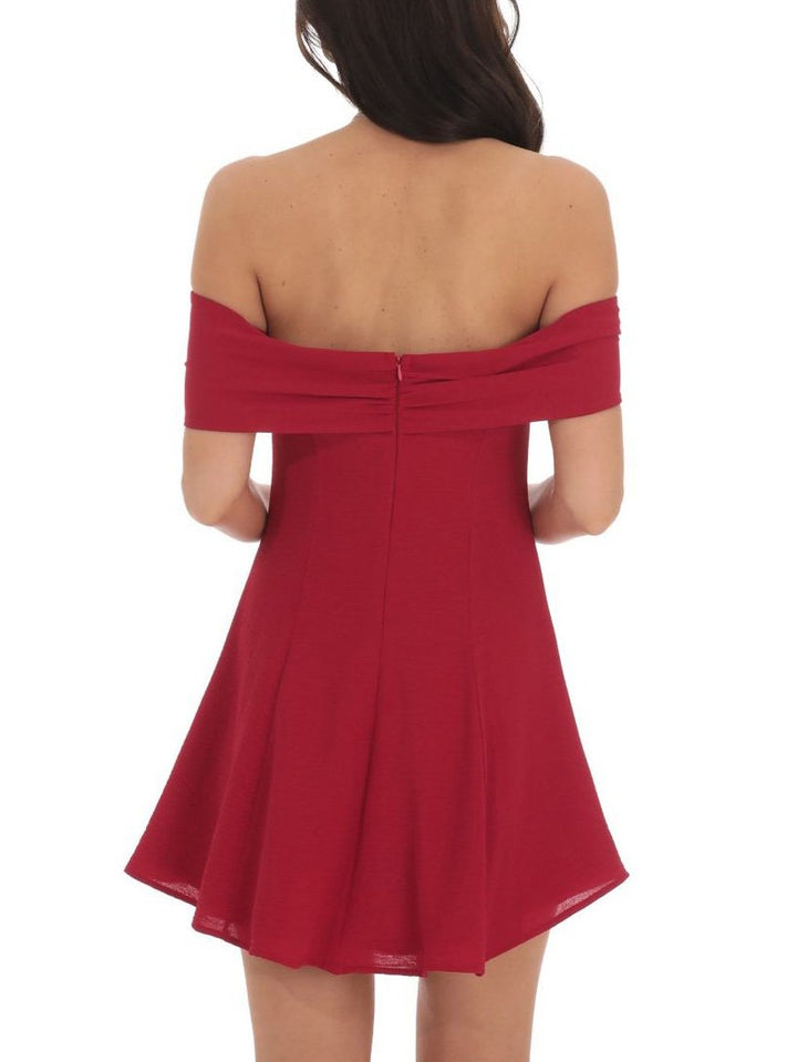 Elegant One Shoulder Bow Mini Dress