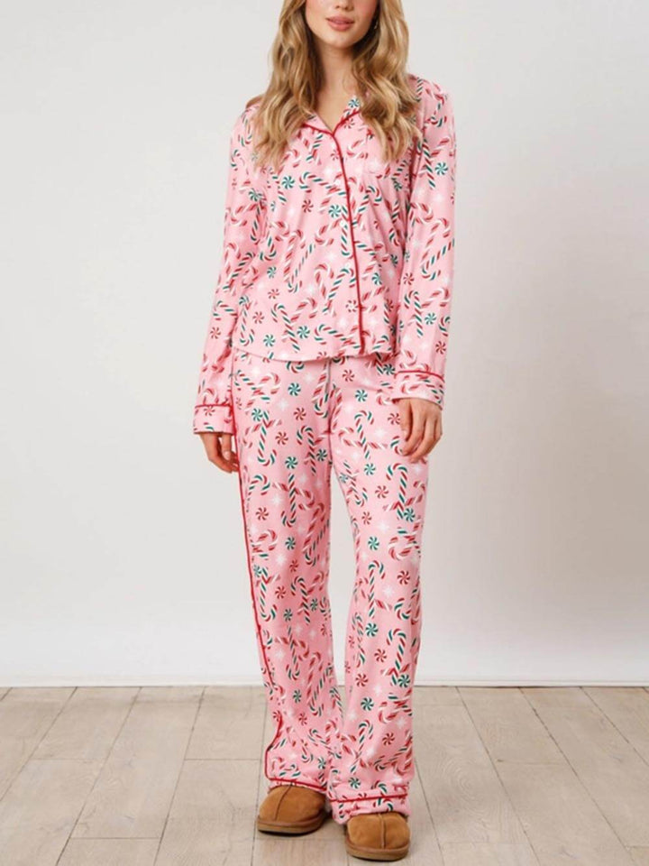 Homewear-set met lange mouwen en sneeuwvlokprint van de Kerstman