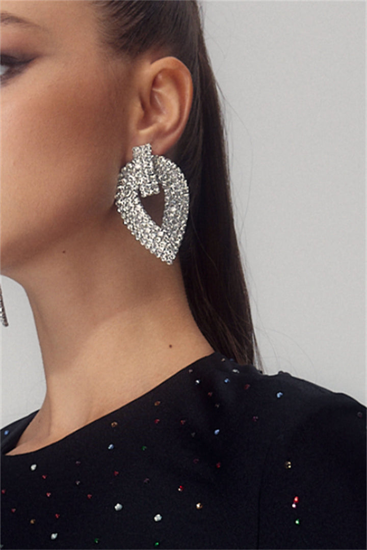 Geometric Rhinestone Clip-on Earrings