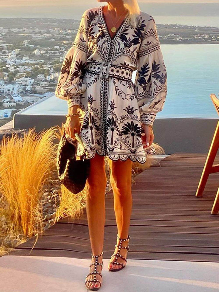 Fashion Printed Beach Loose Mini Dress