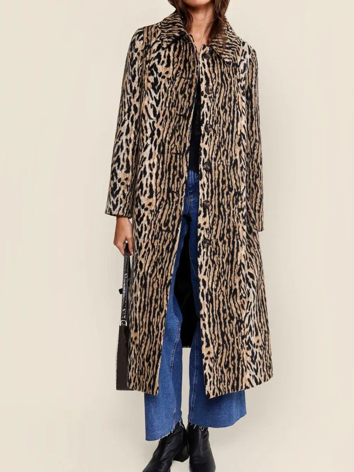 Unik Leopard Print Loose Long Cardigan Coat