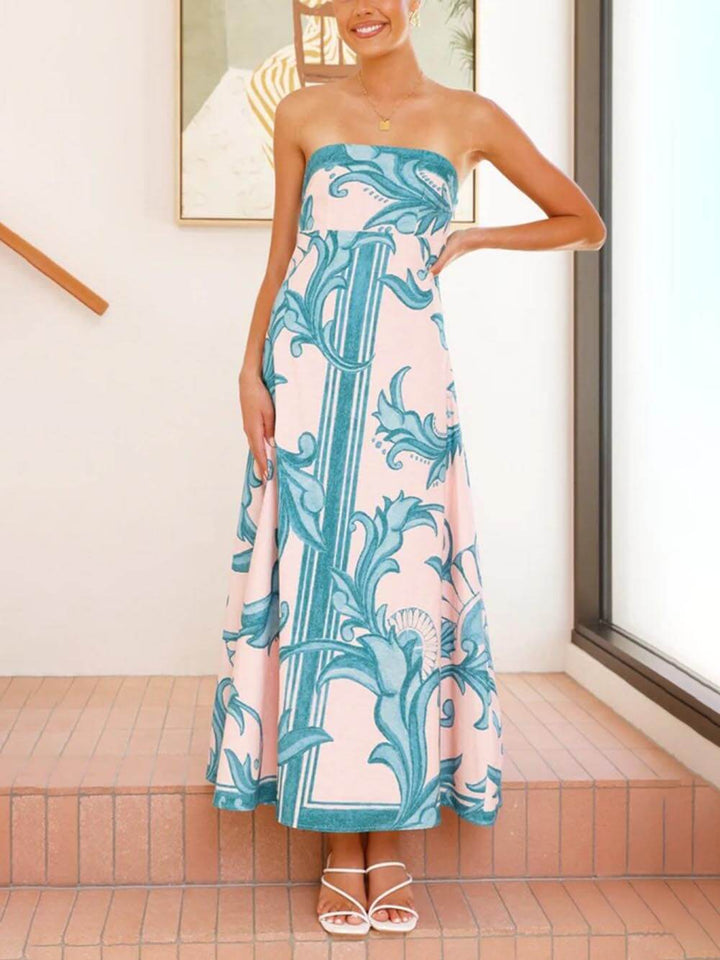 Elegant Floral Print A-Line Maxi Dress