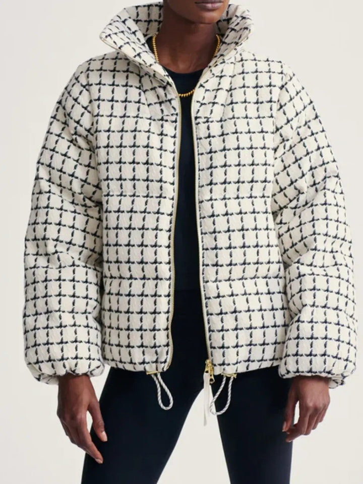 Unique Plaid Print Loose Cotton Coat