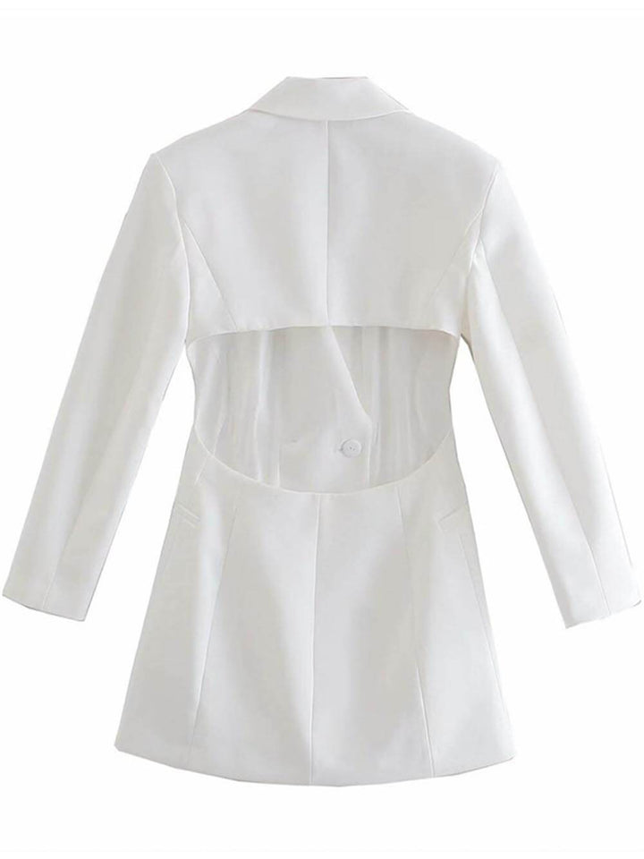 Robe blazer classique à double boutonnage et dos ouvert