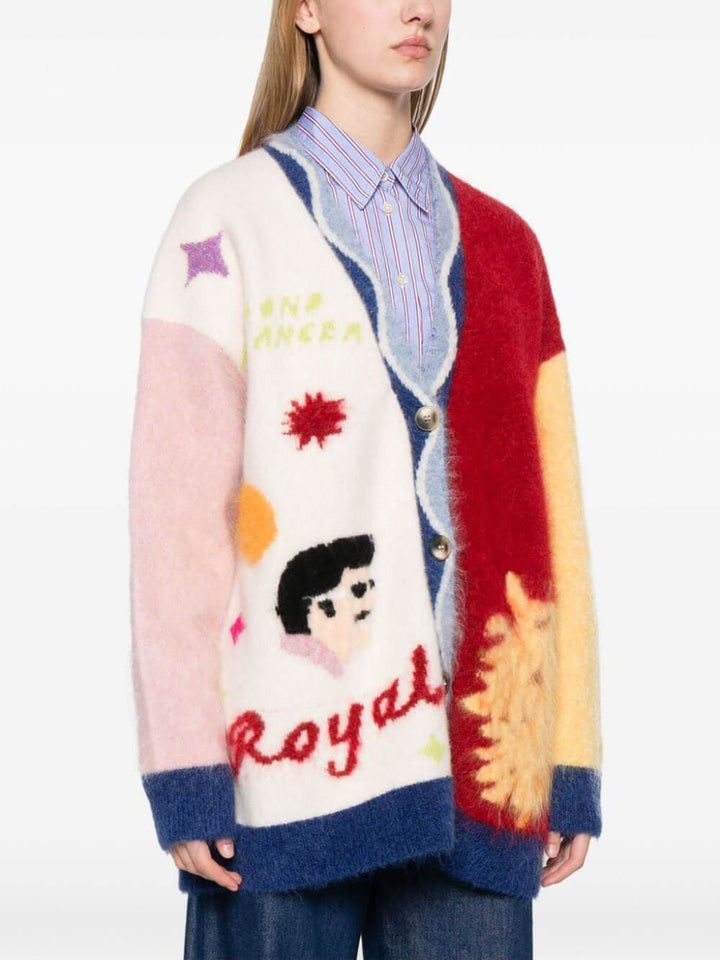 Exquisite Contrast Color Cartoon Pattern Cardigan Jacket