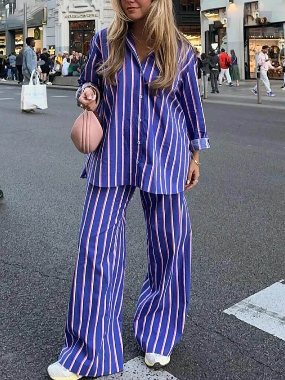 Casual Loose Striped Wide Leg Pants