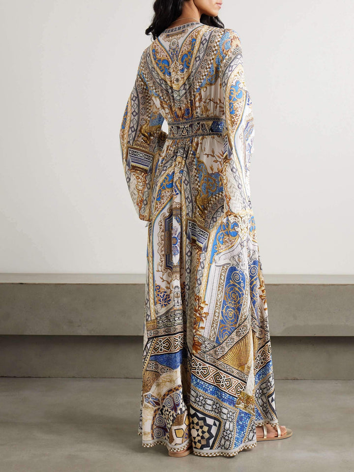 Vintage Sophisticated Printed Maxi Dress