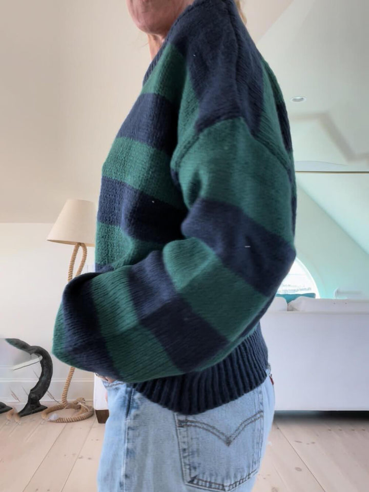 Klassisk grøn Rugby Stripe Sweater