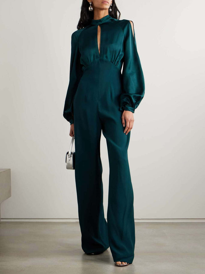 Elegant Satin Jumpsuit med åben ryg