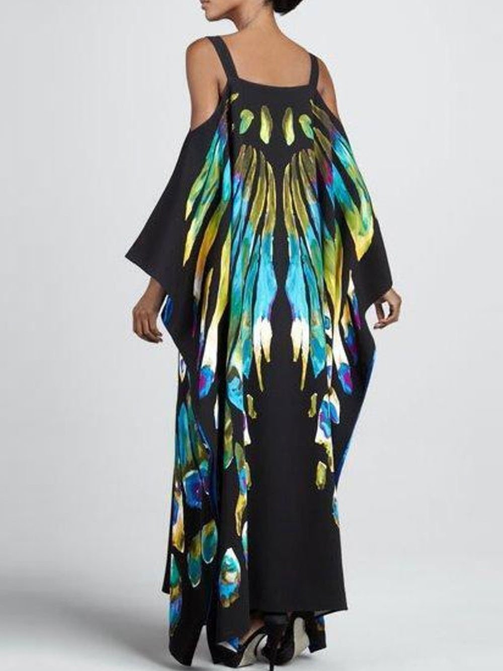 Unique Personalized Printed Strapless Long Sleeve Maxi Dress