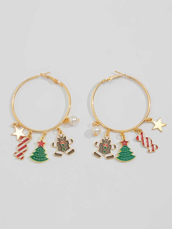 Pendientes colgantes de caramelos con forma de muñeco de nieve navideño