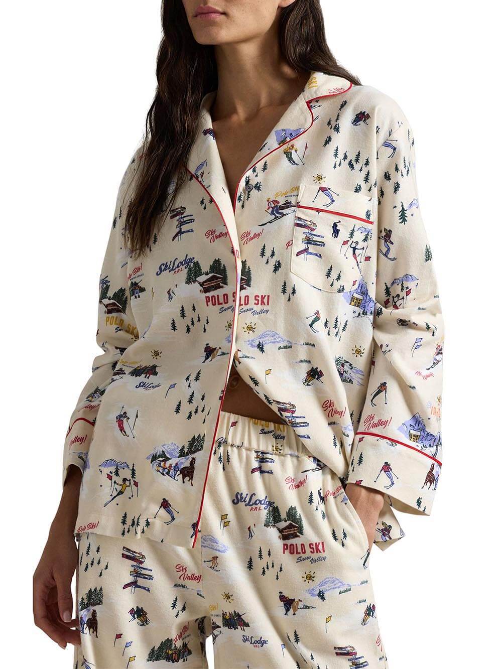 Klassieke pyjamaset met boomskipisteprint