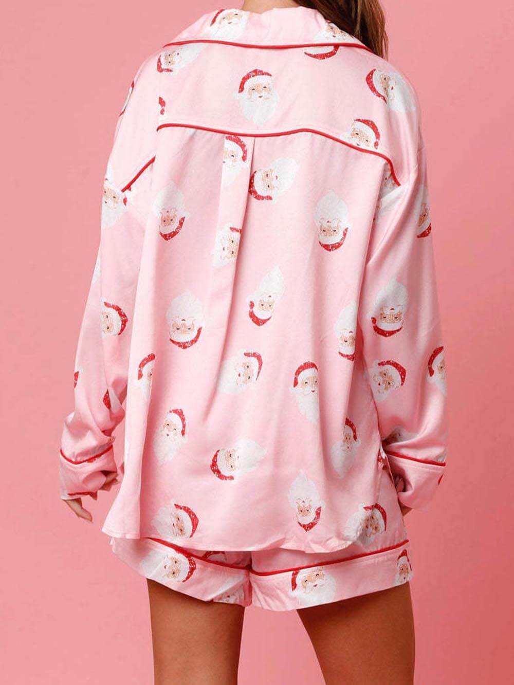 Christmas Satin Print Home Wear Pajamas Set