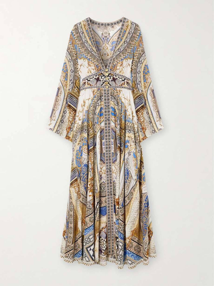 Vintage Sophisticated Printed Maxi Dress