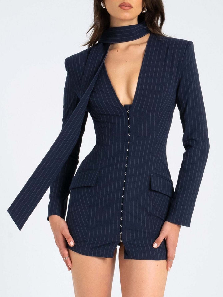 Elegant Fit Striped Suit Mini Dress