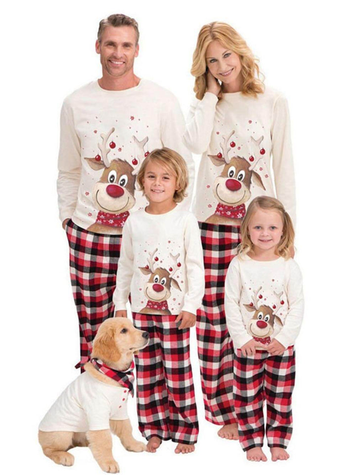 Christmas Älg Print långärmad förälder-barn bär Pyjamas hem kläder Set