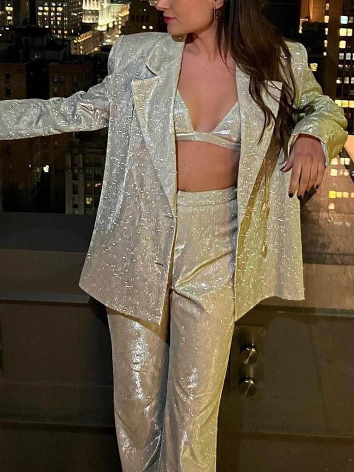 Classic Fashion Sequined Long-Sleeved Loose Suits Blazer