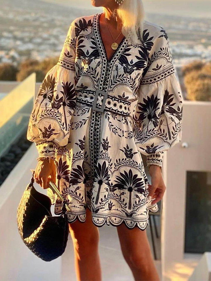 Fashion Printed Beach Loose Mini Dress