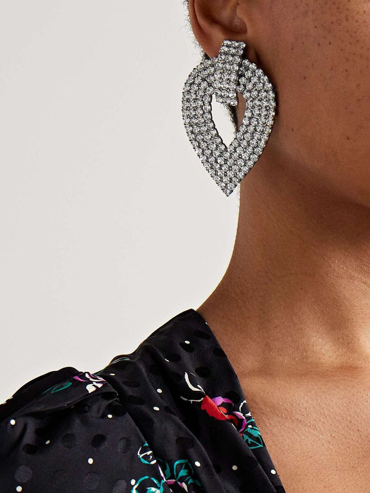 Geometrische strass clip-on oorbellen