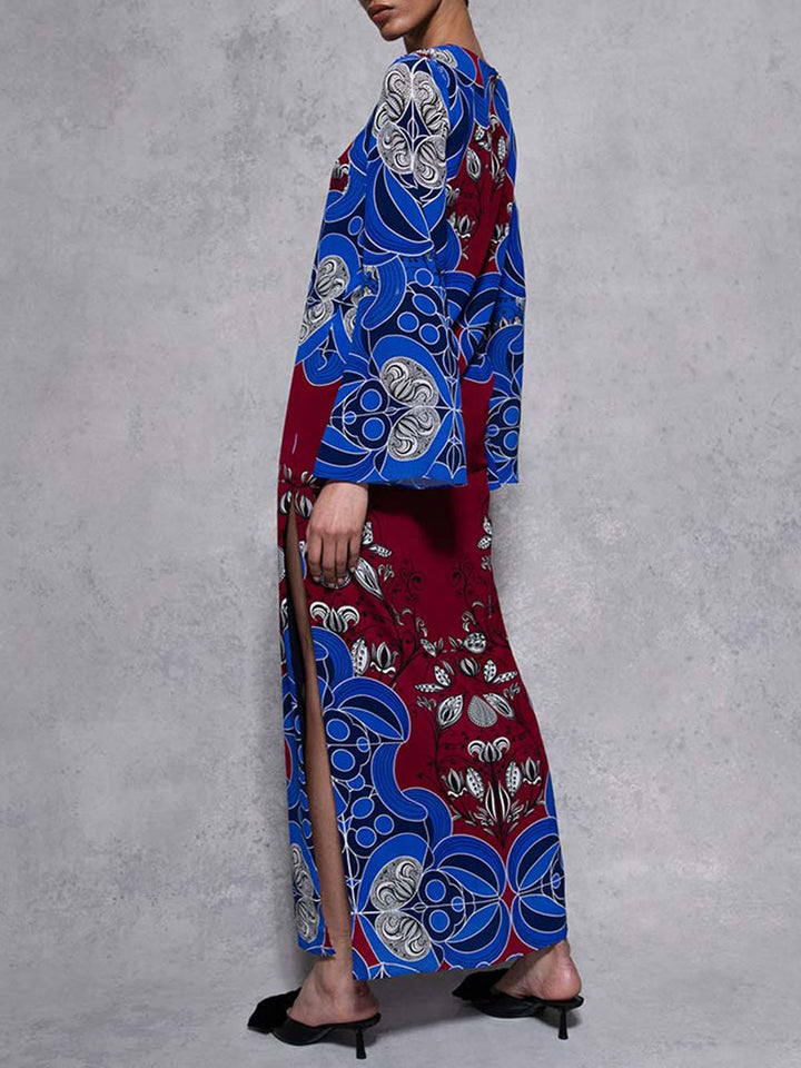 Modern Ethnic Graphic Print Midi Dress