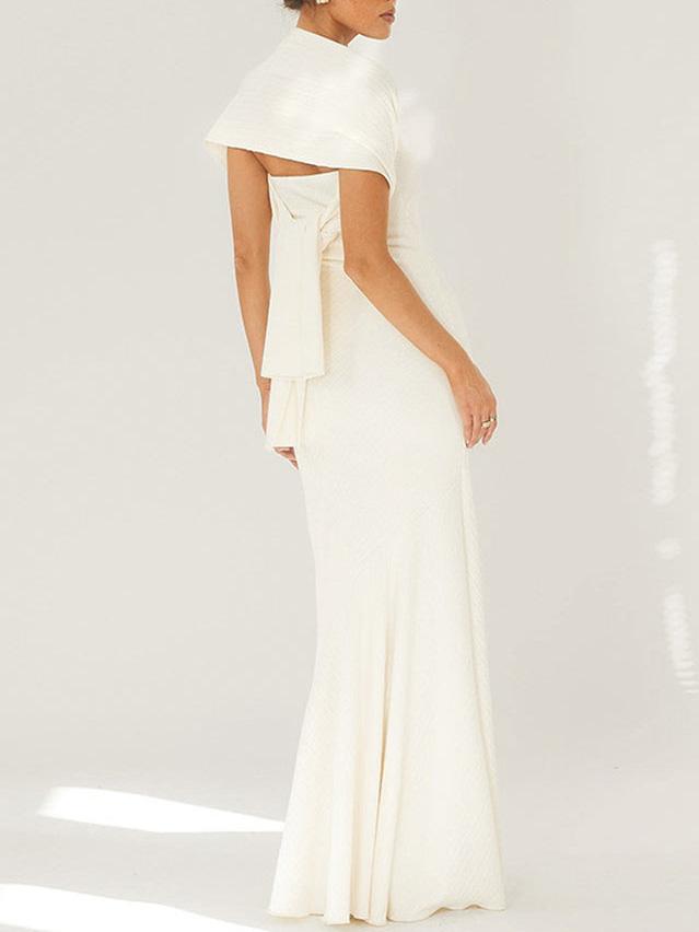 Fashion Strapless One Shoulder Fishtail Maxi Dress