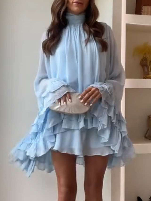 Fashion Ruffle Cape Mini Dress