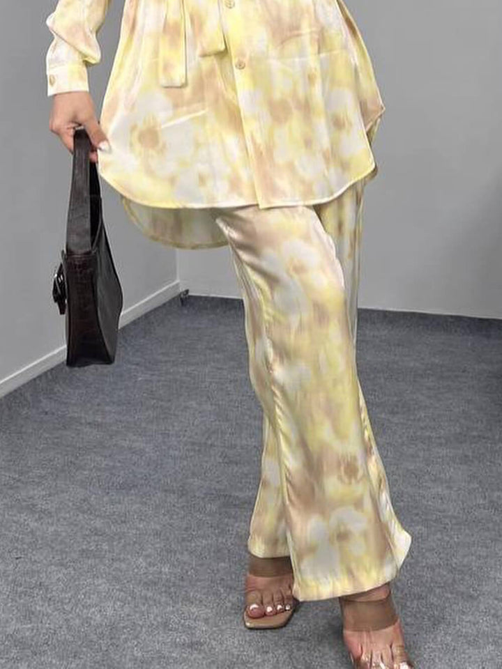 Unique Tie-Dye Print Elastic Waist Loose Straight-Leg Pants