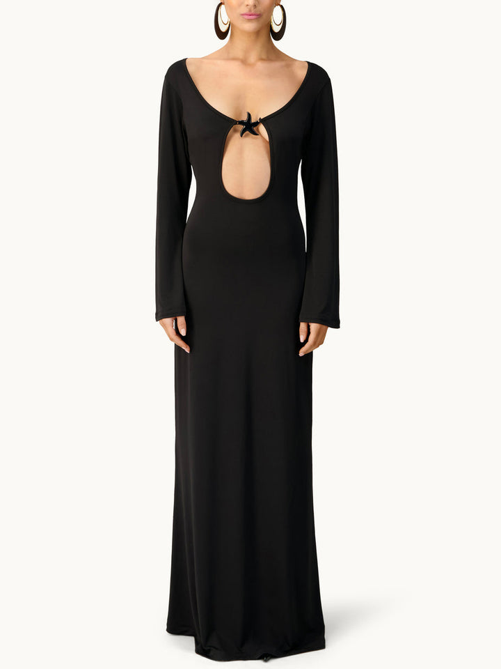 Sexy Cutout Starfish Embellished Maxi Dress