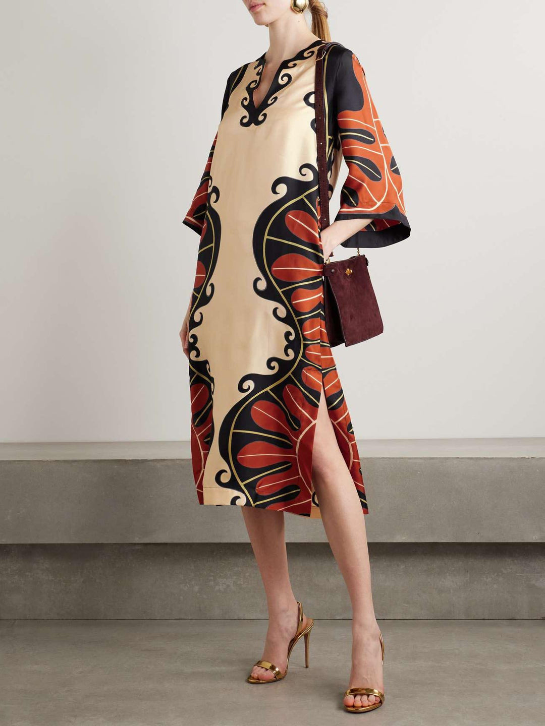 Unique Abstract Swirl Print Midi Dress