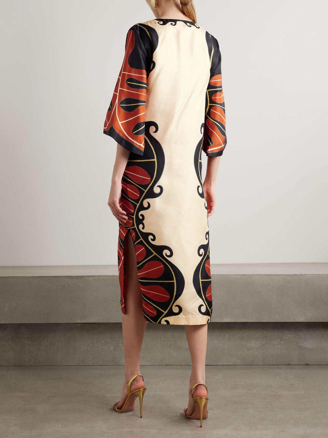 Unique Abstract Swirl Print Midi Dress