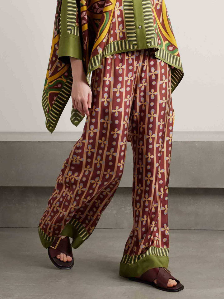 Unique Retro Print Loose Wide-leg Pants