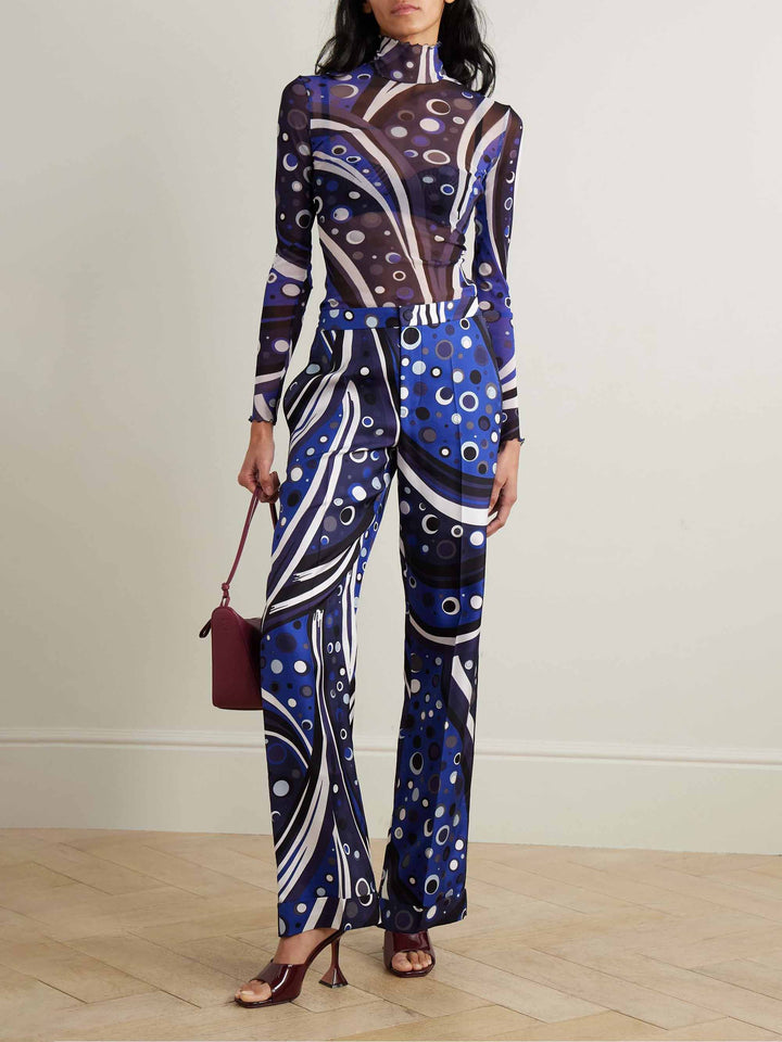 Unique Abstract Geometric Print Straight Pants