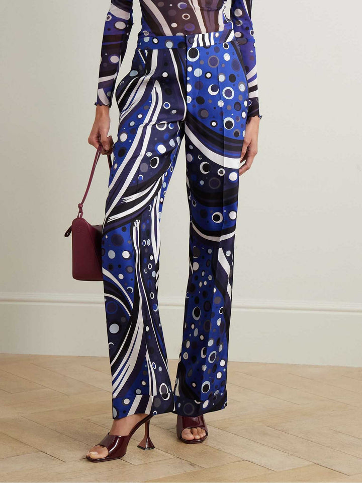 Unique Abstract Geometric Print Straight Pants