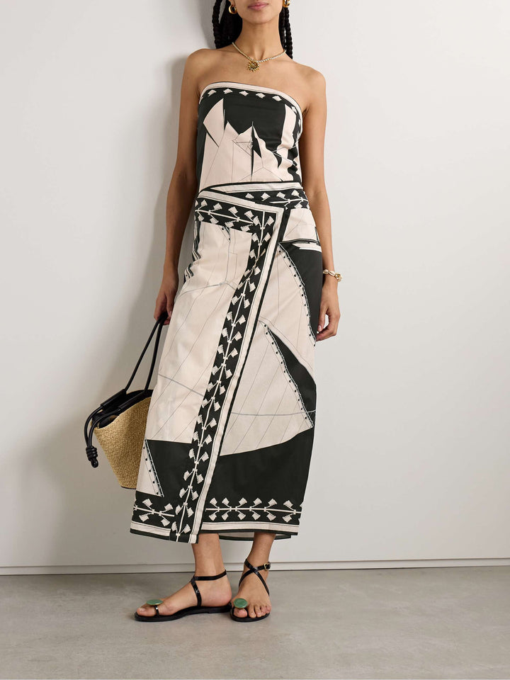 Unique Abstract Sailboat Print Midi Dress