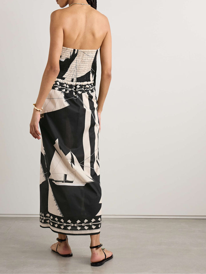 Unique Abstract Sailboat Print Midi Dress